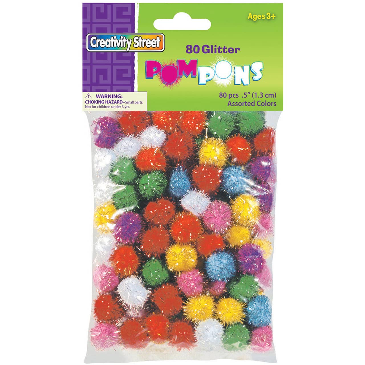 Creativity Street® 1/2 Glitter Pom Poms, 6 Packs of 80